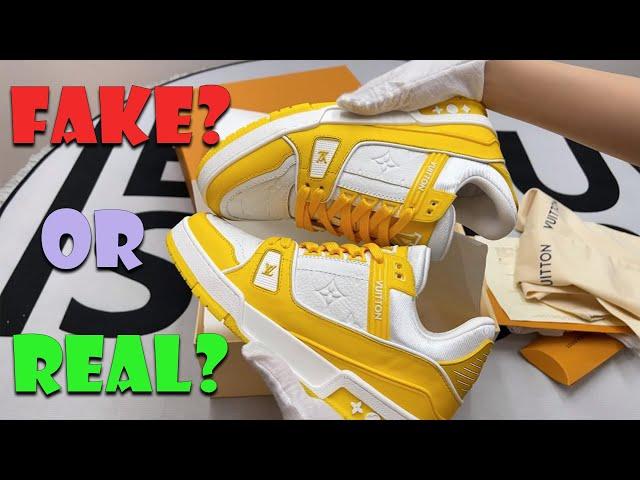 FAKE OR REAL? Louis Vuitton LV Trainer Sneaker In Yellow 2024 Detailed Unboxing