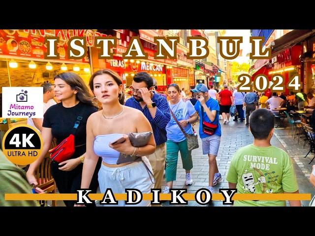 Istanbul Kadikoy & Moda St 4K Walking Tour | Ferry Terminal, Cafe Bars, Turkish Delights | Aug 2024