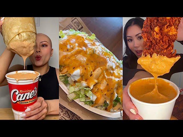 tiktok mukbang compilation 36 | chipotle bowl, raising canes burrito and more