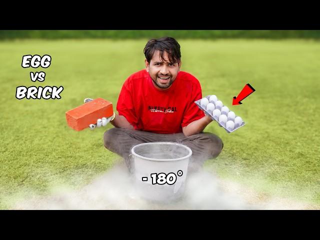 Trying Egg + Liquid Nitrogen - क्या एक अंडा ईंट को तोड़ सकता है ?...Egg Vs Brick | Day 3