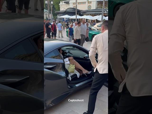 ELEGANT AND RICH LADY BOSS ARRIVING AT MONACO CASINO ON FERRARI #monaco #supercars #shorts #viral