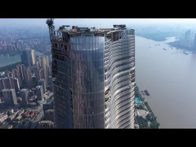 4K武汉航拍绿地中心中央商务区CBD 4K aerial photo of wuhan Green Center central Business District CBD