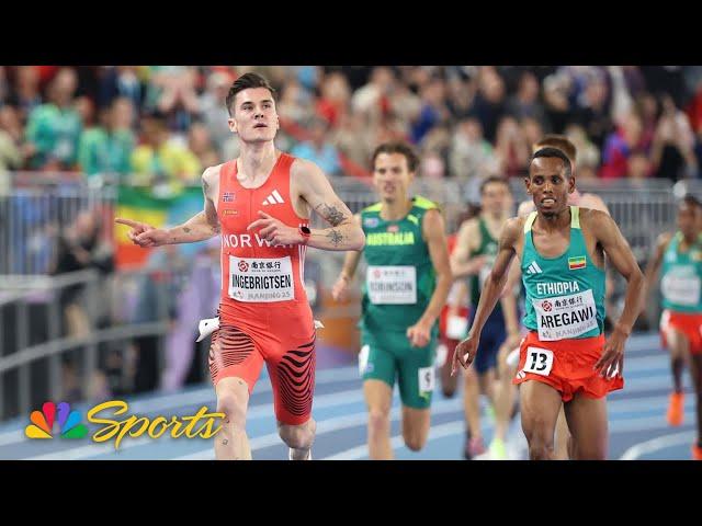 Jakob Ingebrigtsen wins 3000m for FIRST World Indoor Championships title | NBC Sports