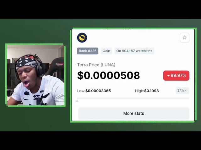 KSI reaction after losing $2.8million  in Terra Luna crypto