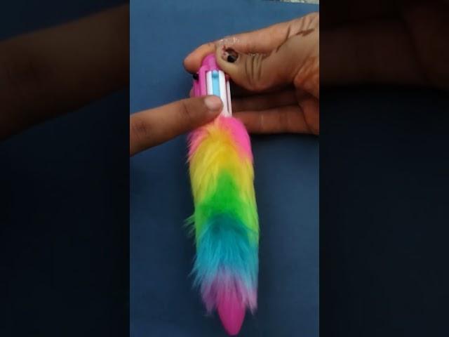 my new rainbow fur  colourful pen in one  review #fury#rainbow #kpopcrafty #shorts