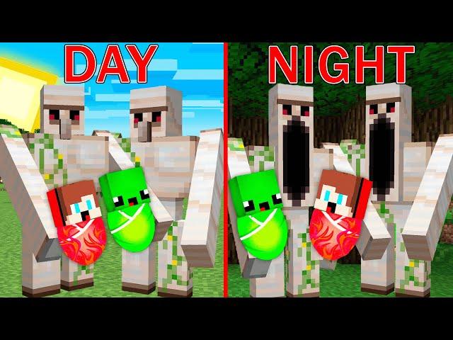 How JJ and Mikey Were Adopted by Scary Long Golens at Night and Attack The Village in Minecraft !