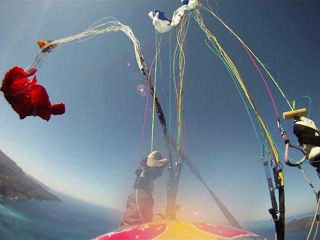 Paraglider tandem acro test flight gone bad - spectacular incident