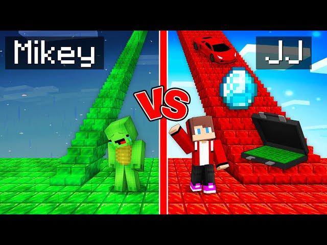 Mikey TINY vs JJ GIANT Stairs Survival Battle in Minecraft (Maizen)