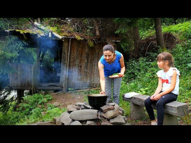 100 Year Old Abandoned HUT in the Mountains — Campfire Cooking