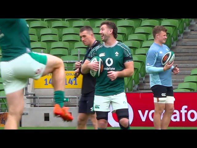 Ireland train at the Aviva Stadium in Dublin ahead of a crucial match against France