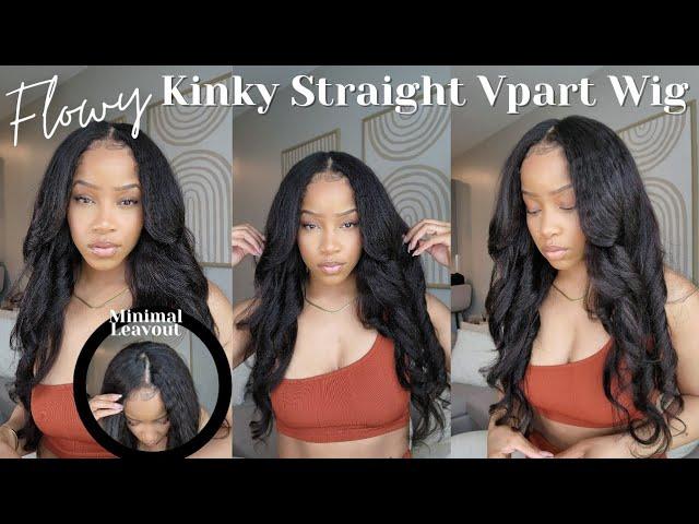 Flowy Kinky Straight Vpart Wig ft. Unice Hair | Minimal Leaveout Vpart Wig Install |