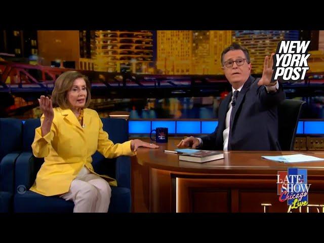 Anti-Israel protesters crash Nancy Pelosi’s ‘Late Show’ interview with Stephen Colbert outside DNC