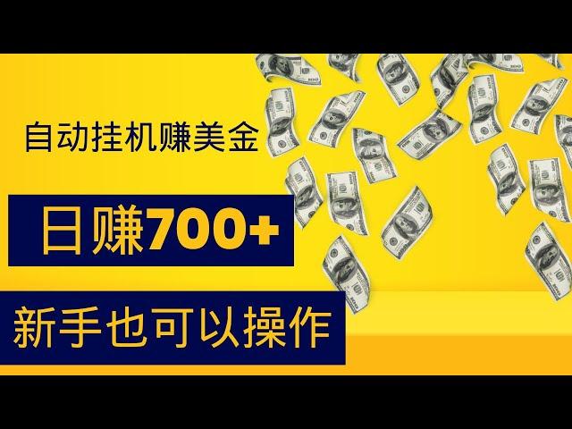 自动挂机赚钱项目，看广告自动赚美金，日赚700+，新手也可以操作的网赚项目！