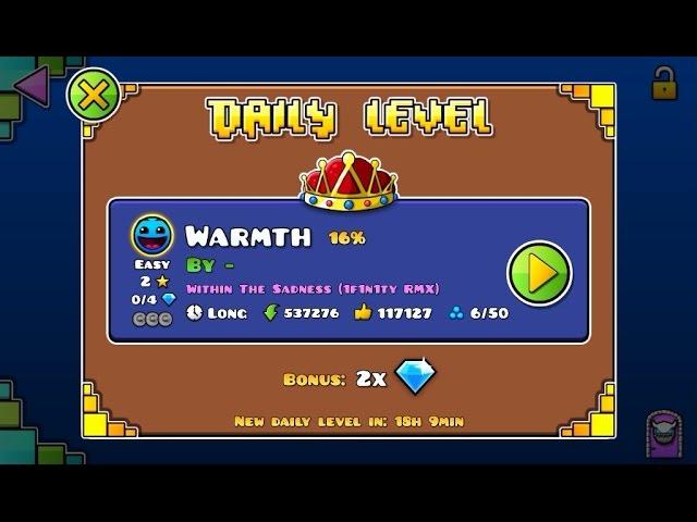 Geometry Dash World - Daily featured #4 - Warmth (all coins)