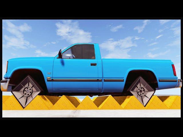Square Wheels VS Triangular Roads - Weird Vehicle Experiments - BeamNG Drive