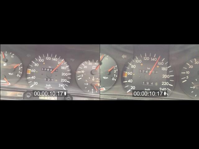 W201 190E 3.0 vs 2.6 after and before engine swap acceleration on german Autobahn Speedo Tacho