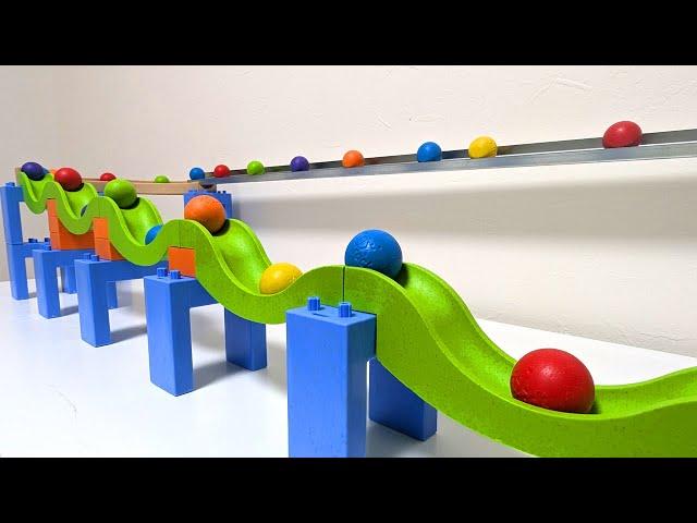 Marble Run RaceTrixTrack Wave Slope & Aluminum Rail + Grimms Spiral Course