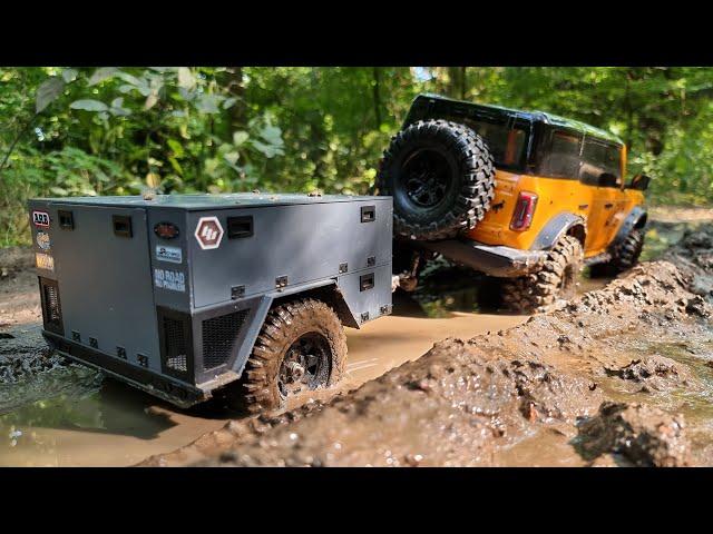 1/10 Scale RC - Ford Bronco 2021 with Custom Trailer - MUD and OFF Road Adventure (Traxxas TRX4)