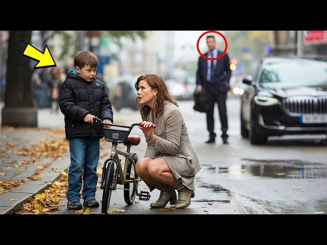 A woman fixed a bicycle for a crying boy, unaware that his father was watching her!