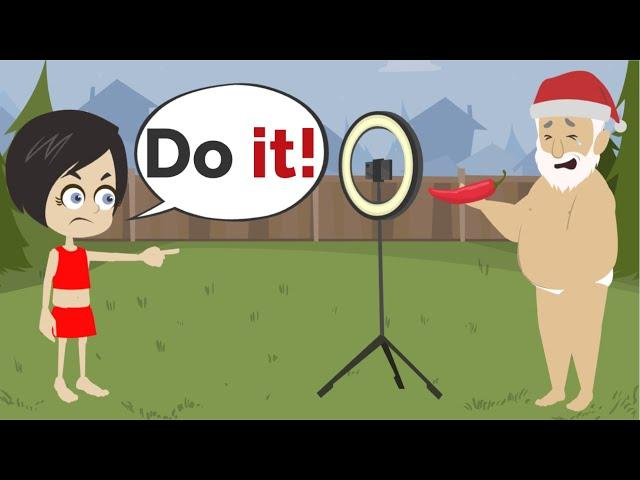 Lisa PRANKS Santa Claus ... | Basic English conversation | Learn English | Like English