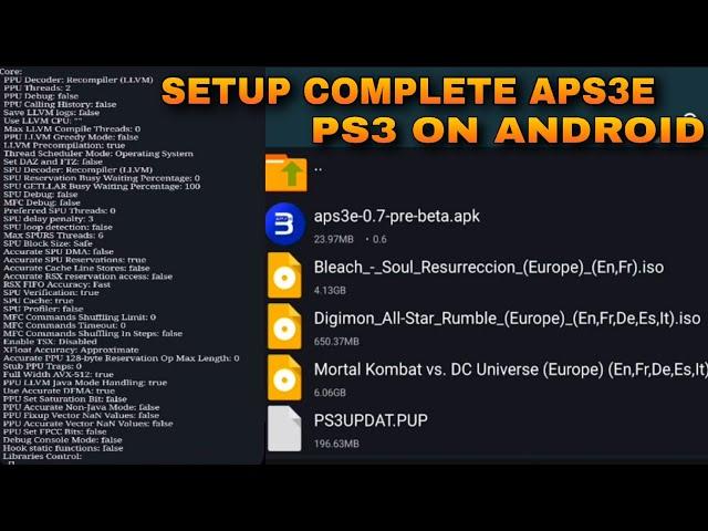 Setup Complete aPS3e - Settings Emulator PS3 On Android