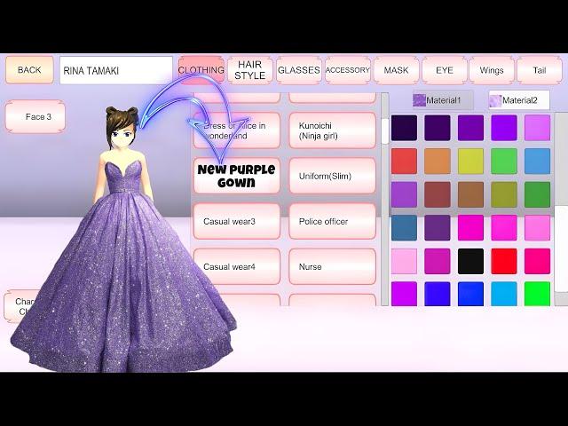 HOW TO MAKE NEW “PURPLE GOWN” DRESS || SAKURA SCHOOL SIMULATOR || NEW TUTORIAL VIDEO️