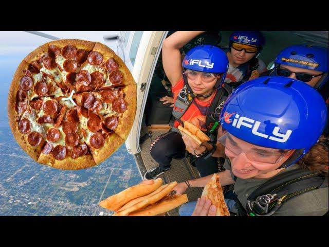 We had a pizza party while skydiving!