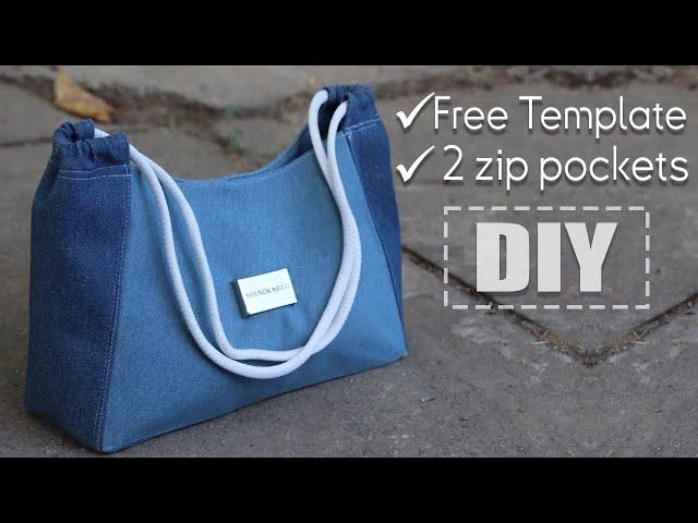 DIY DENIM BAG MAKING FROM CLOTH | Old Jeans Recycle Free PDF Template