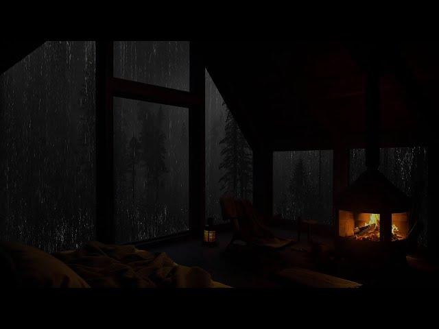 Fireplace and Tropical Rain in the Attic Natural Sounds of Rain for Relaxation and Rest