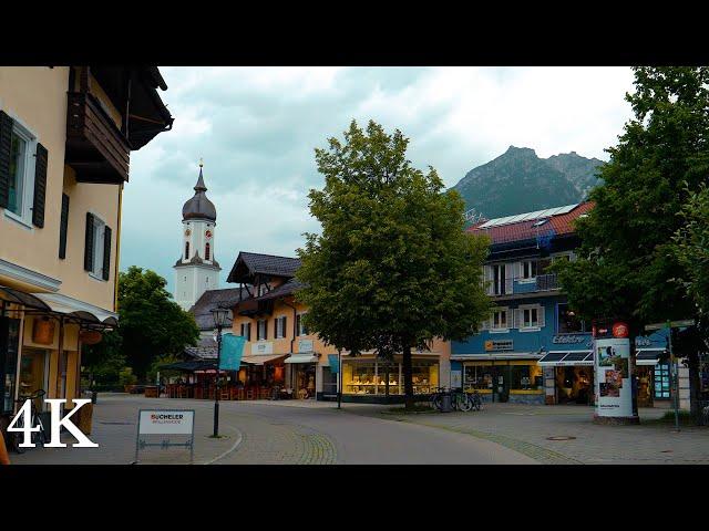 Relaxing Evening Walk in Garmisch-Partenkirchen, Germany, Binaural City Sounds, ASMR 4K