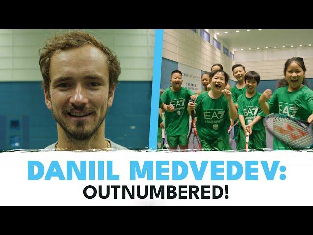 Left-Handed Daniil Medvedev vs 10 Ball Kids: Who Wins?! 