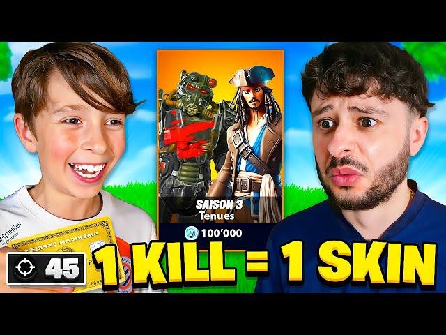 1 KILL = 1 SKIN GRATUIT SAISON 3 pour MON PETIT FRÈRE ! (8 ans)