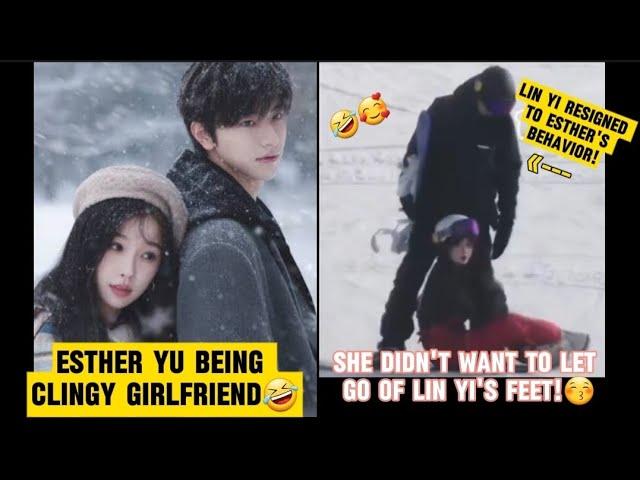 Esther Yu Clinging to Lin Yi feet! | Ski Into Love #estheryu #linyi