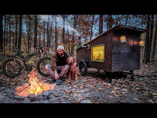 COZY NIGHT IN A TINY BIKE CAMPER w/ my Dog!