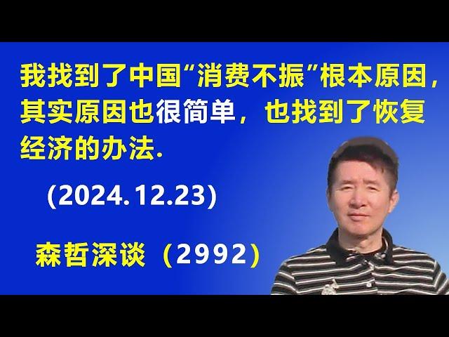 我找到了 中国“消费不振”的根本原因，其实原因也 很简单，也找到了“恢复经济”的办法. (2024.12.23) 《森哲深谈》