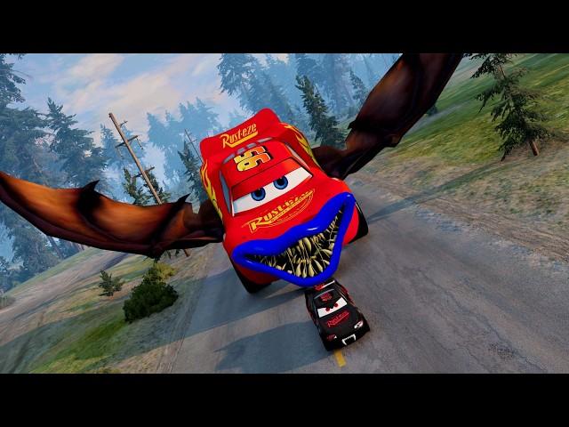 Epic Escape From The Lightning McQueen Bat Eater, Megahorn, Car Eater, Bus Eater |BeamNG.Drive