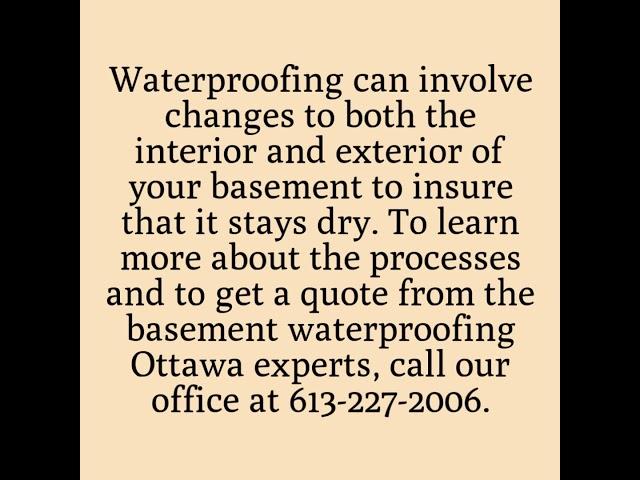 Basement Waterproofing Ottawa   The Foundation Experts Inc