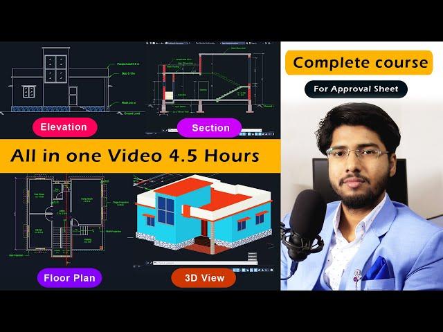 Complete AutoCAD Floor Plan / Elevation / Section / 3D Course | For Civil , Architecture | Tutorial