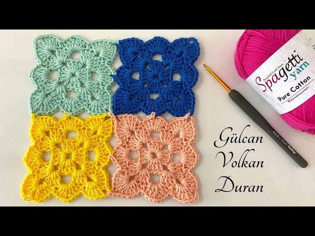 ZARİF VE KOLAY KARE ÖRGÜ MOTİF YAPIMI MODELLİ MOTİF - EASY CROCHET ️