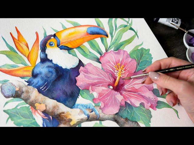 How to Paint Black Things with Watercolor  Toucan Tutorial