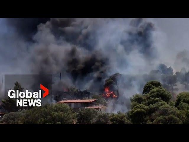 Greece wildfires: Flames burn in island of Serifos and near Athens