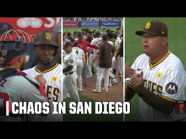 CHAOS  Benches clear, hit pitch and manager ejected between the Nationals and Padres | ESPN MLB