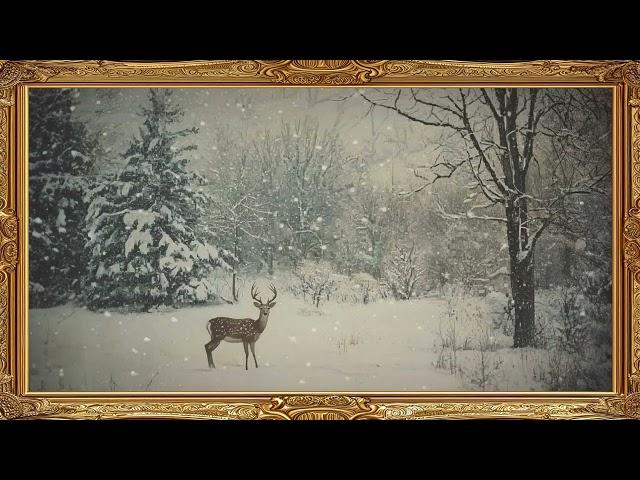 Deer Frame TV Art Vintage Painting Screensaver Framed 4K HD Wallpaper Winter Landscape Slideshow