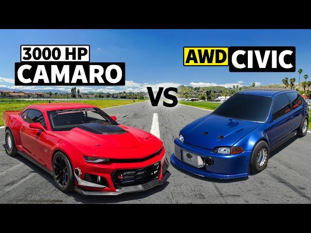 7-Second Camaro SS vs Sleeper EG Civic DRAG RACE