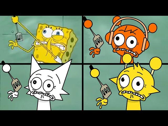 SpongeBob Removing A Splinter but it's Oren, Wenda, Simon (SPRUNKI ANIMATION COMPARISON)