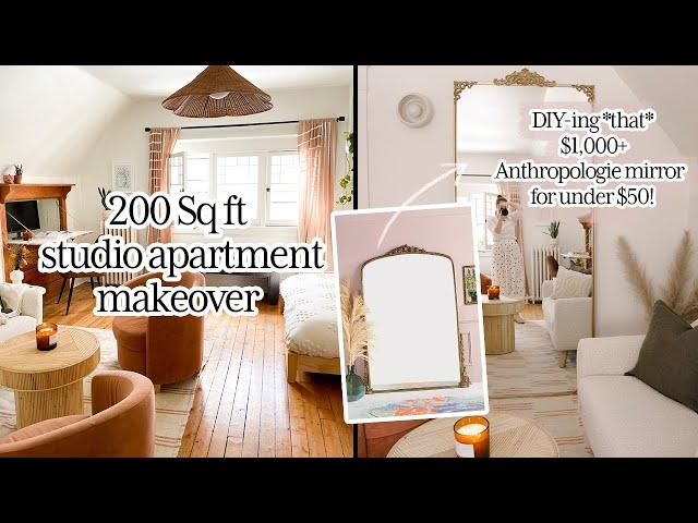 Renter-Friendly 200 Sq Ft Studio Apartment Makeover With Home Office Solution | Studio Fix