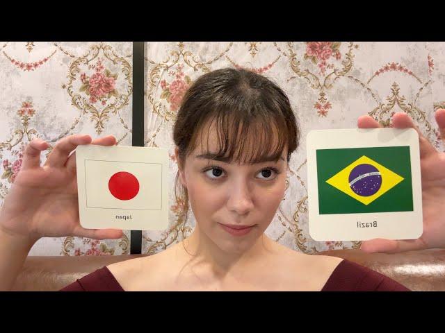 ASMR with Flags and Country Cards | Relaxing Educational ASMR for deep Sleep