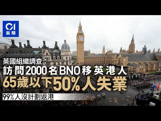 BNO移民｜英國調查：5成65歲以下受訪移英港人失業　99%無意回港｜01新聞｜英國｜失業｜移英港人｜回港