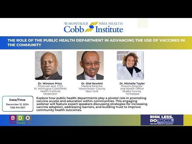 The Cobb Institute Presents: THE ROLE OF THE PUBLIC HEALTH DEPARTMENT
