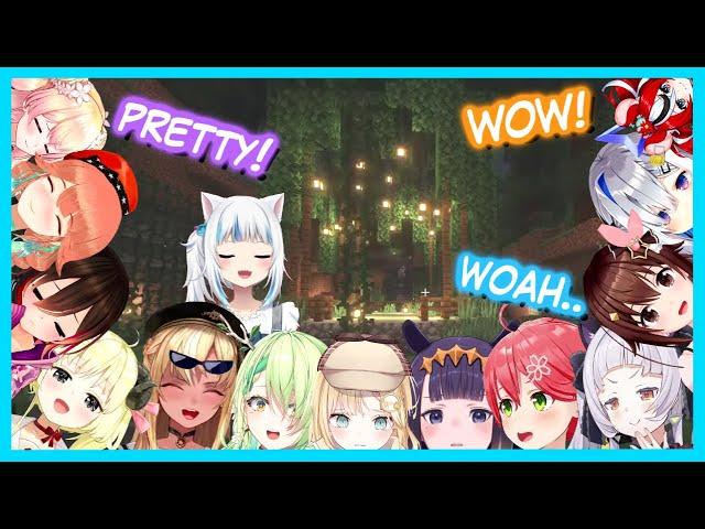 Hololive Reacts To Gura's Secret Garden Compilation【Hololive Minecraft EN Server】